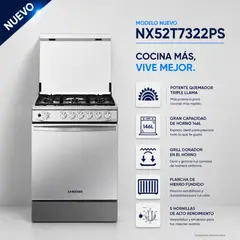 SAMSUNG - Cocina a Gas, 5 hornillas Mirror Look NX52T7322PSPE