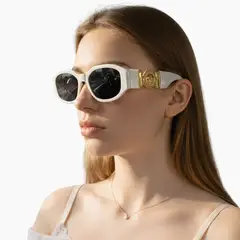 GENERICO - Gafas de Sol Blancas con Detalles Dorados