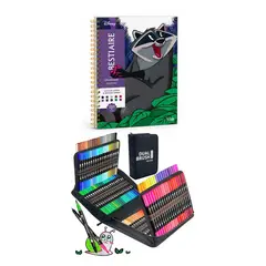 GENERICO - PLUMONES DUAL BRUSH PUNTA PINCEL 120 COLORES CON ESTUCHE + LIBRO DISNEY PARA COLOREAR POR NÚMEROS