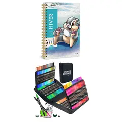 GENERICO - PLUMONES DUAL BRUSH PUNTA PINCEL 120 COLORES CON ESTUCHE + LIBRO DISNEY PARA COLOREAR POR NÚMEROS