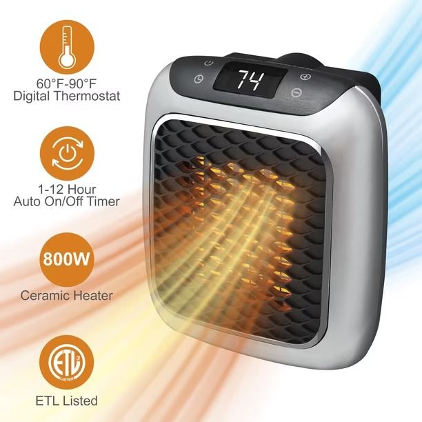 Mini Calefactor Eléctrico Portátil 800W Con Control Remoto