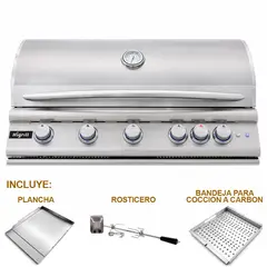 HIGRILL - Parrilla A Gas y Carbón 6 Quemadores con Sellador + Plancha + Rostizador Modelo: Pyrolux 411