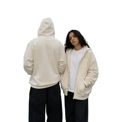 GENERICO - Polera Con Cierre Oversize Unisex Urbano Perla
