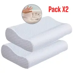 OEM - PACK x2 Almohada Memory Foam con Memoria - Corrector de Postura y Alivio de Tensión
