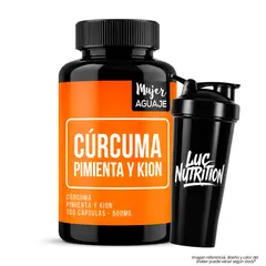 MUJER AGUAJE - Cápsulas de Cúrcuma, Pimienta y Kion 500 mg de - 100 Capsulas + Shaker
