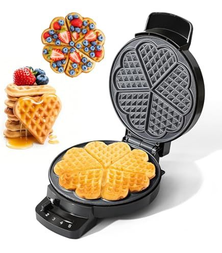 Wafflera Eléctrica De 5 Cavidades Corazón Antiadherente