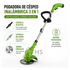 OEM - Podadora de Césped Inalámbrica Recargable 3 en 1 con Sierra Circular y Cuchillas Intercambiables