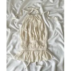 GENERICO - Blusa Halter con Cintura Elástica Peplum Elegante