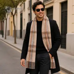 GENERICO - Bufanda Chalina Elegante y Suave Unisex Diseño a Cuadros color Marrón