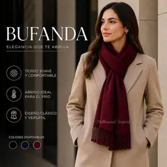 GENERICO - Pashmina Bufanda Abrigadora Diseño Moderno 185cm x 72cm Guinda