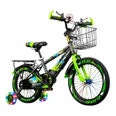 GENERICO - Bicicleta Aro 12 para Niños con Luces LED Multicolor, Canasta Metálica, Asiento Trasero y Ruedas de Apoyo 2026
