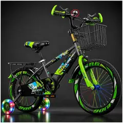 GENERICO - Bicicleta Aro 16 para Niños con Luces LED Multicolor, Canasta Metálica, Asiento Trasero y Ruedas de Apoyo 2026