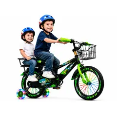 GENERICO - Bicicleta Aro 16 para Niños con Luces LED Multicolor, Canasta Metálica, Asiento Trasero y Ruedas de Apoyo 2026