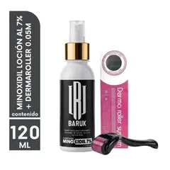 GENERICO - Minoxidil Loción al 7% Sin Alcohol + Dermaroller Kit Crecimiento Barba y Cabello