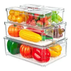 EVERSO - Organizador Refrigerador Malltradecl 7 Contenedores Plástico Transparente Hermético