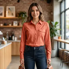 JACKMAN - Blusa Manga Larga Bordada Corbata Naranja Código 102