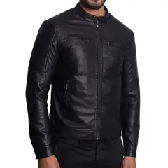 THE CULT - Casaca Biker en eco-cuero cuello alto- estilo motociclista y versión moderna