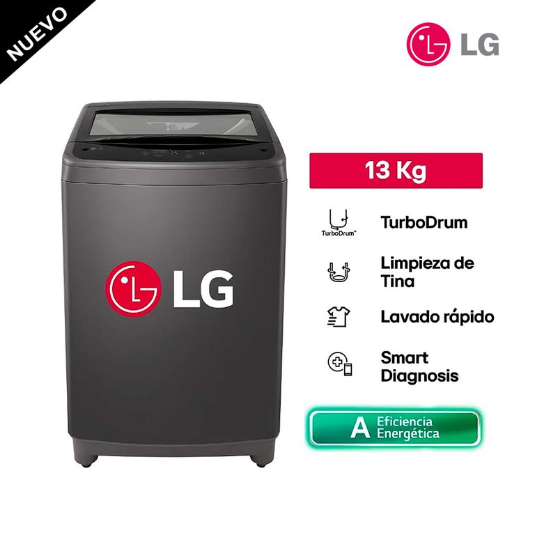 Lavadora Automática Smart Inverter WT13BVTB 13 Kg TurboDrum Nuevo Modelo - Gris Oscuro