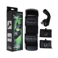 SEISA - Base para Mandos Cargador de Control XBOX ONE Slim X Doble Luz Led +2 Baterías