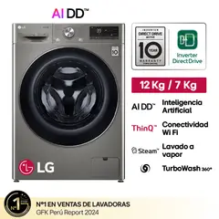 LG - Lavaseca WD12PVC3S6C 127 Kg Carga Frontal Plateado