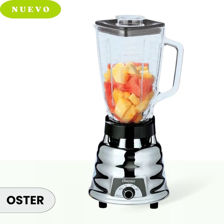 Licuadora de Vidrio con Base Cromada 2V Oster.