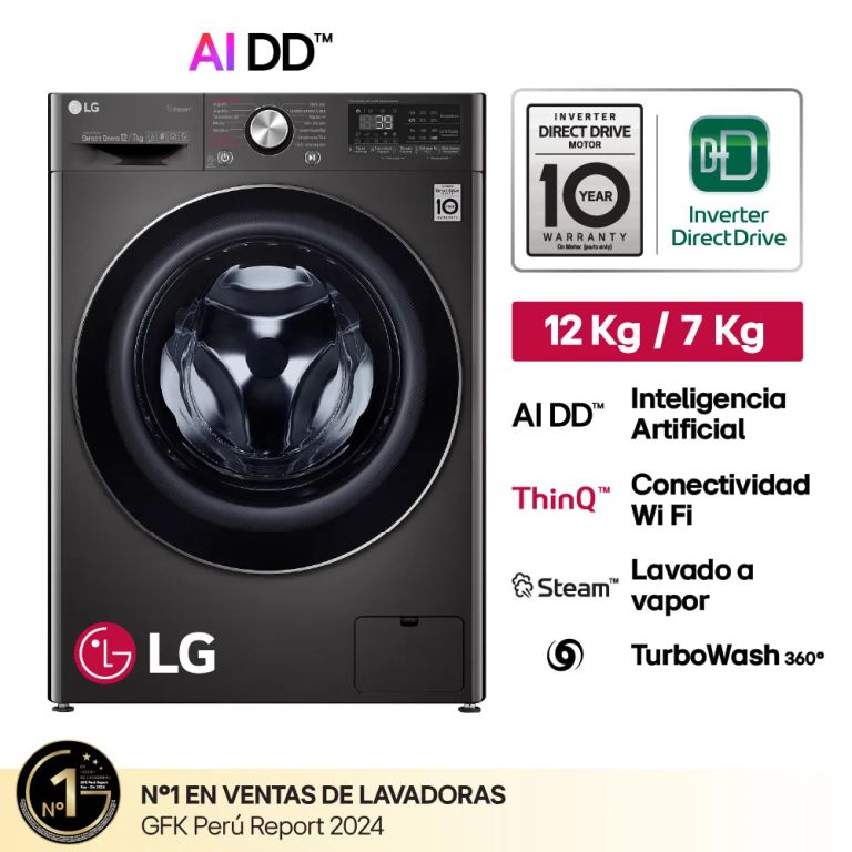 Lavaseca WD12BVC2S6C 127 Kg Carga Frontal Negro Acero
