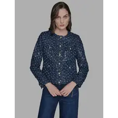 KARL LAGERFELD - CHAQUETA DENIM CROPPED CON LENTEJUELAS KL