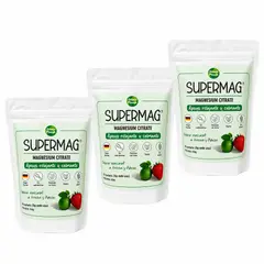 GREEN PLANET - SUPERMAG CITRATO DE MAGNESIO 3 BOLSAS DOYPACK x 30 SOBRES SABOR FRESA Y LIMÓN