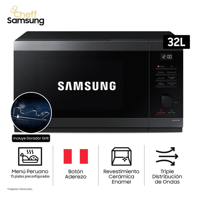 Microondas con Dorador MG32DG4524AGPE 32L Acero Inox Negro