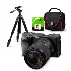 SONY - Cámara Alpha a6400 Mirrorless + Lente 18-135mm + Kit Deluxe de Accesorios