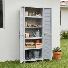 RIMAX - Armario Gabinete Organizador Estante Plástico 5 Entrepaños Exterior - Gris