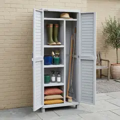 RIMAX - Gabinete Armario Organizador Estante Plástico 5 Entrepaños División Multiusos Exterior - Gris
