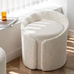 GENERICO - Puff Nébula Tela Sabak Beige Claro Minimalista 50x40 cm