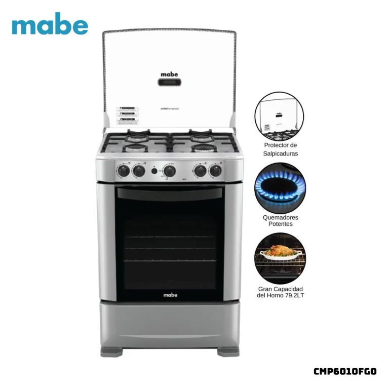 COCINA DE PIE A GAS 4 HORNILLAS ACERO INOX - CMP6010FG0