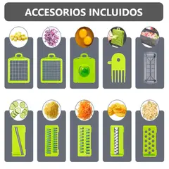 GENERICO - Picador Cortador De Frutas Verduras Manual de Cocina - 12 en 1