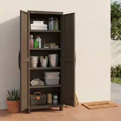 RIMAX - Armario Gabinete Organizador Estante Plástico 5 Entrepaños Exterior - Marrón