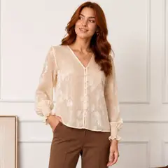GENERICO - Blusa Moderna para Mujer con Corte Cómodo y Refinado - Beige