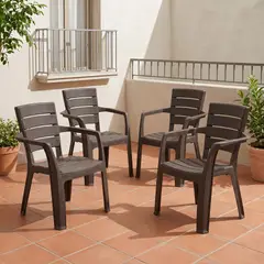 RIMAX - Sillas Plásticas Pack x 4 Apilables Interior Exterior Resistentes Duraderas