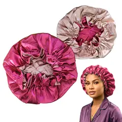 GENERICO - Gorro de Satín Doble Capa y Reversible - Ajustable Anti-Frizz