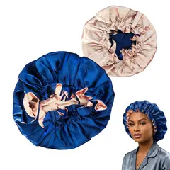 GENERICO - Gorro de Satín Doble Capa y Reversible - Ajustable Anti-Frizz