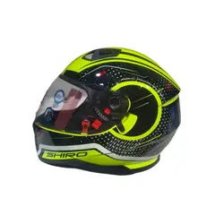 SHIRO - Casco moto 881 amarillo neon negro