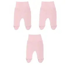 GENERICO - Pack x3 pantalones de pretina ancha con pie de algodón bebés 0-3 meses