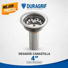 DURAGRIF - Desagüe Canastilla 4¨ Acero inoxidable