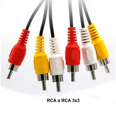 GENERICO - Cable RCA a RCA 3x3 Audio y Video (Macho a Macho) - Alta Definición 1.5 mts.