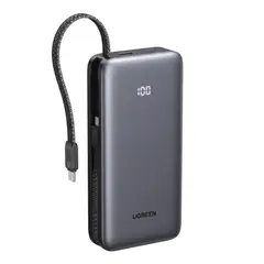 UGREEN - Power Bank PB528 20000mAh 30W PD con 2 Cables USB-C Integrados Gris