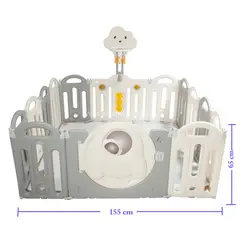 EBABY - Corral para bebe y niños plegable mas alfombra 155x155x65 Gris