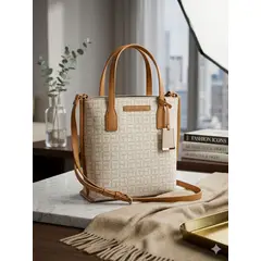 TOMMY HILFIGER - Cartera Mini Tote Beige Monogram