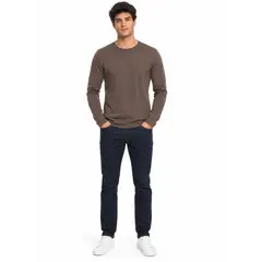 ENKI - Polo Manga Larga Cuello Redondo Color Topo Algodón Jersey Hombre Estilo Casual Moderno y Cómodo Fit