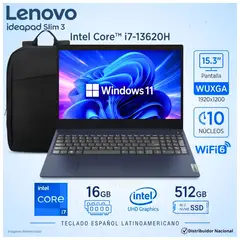 LENOVO - Laptop Notebook IDEAPAD SLIM 3 15IRH10 15.3" WUXGA Intel® Core™ i7‑13620H 16GB RAM 512GB SSD 83K101FFLM