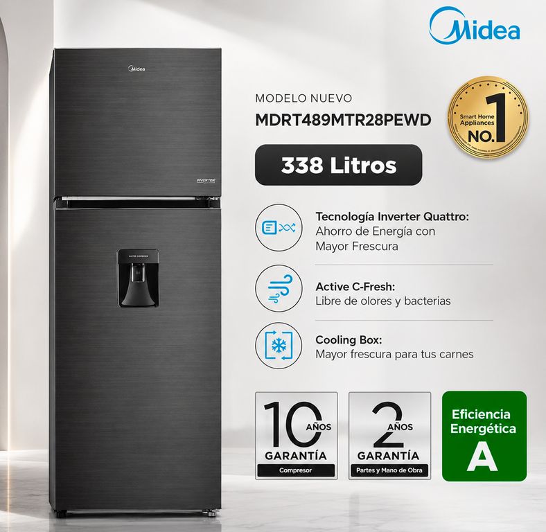 MDRT489MTR28PEWD - Refrigeradora 338L 2 Puertas C/Dispensador NEGRO